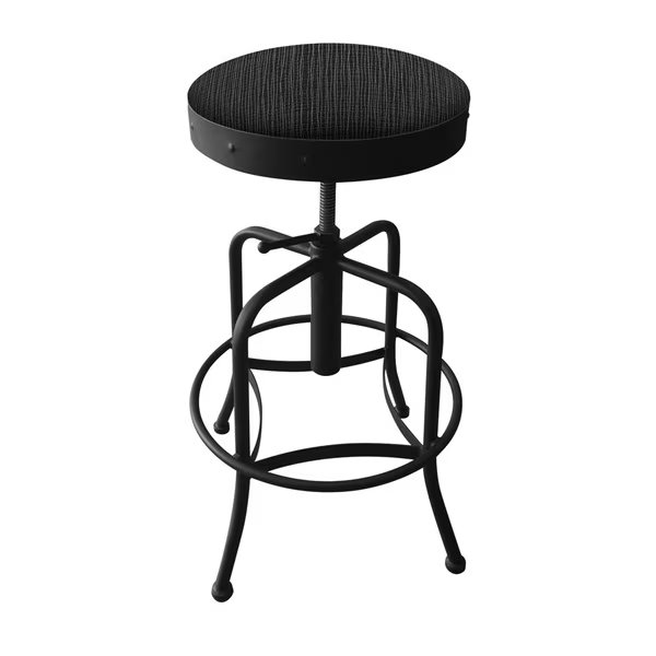 Adjustable Stool, Black Wrinkle, Graph Coal Seat, Holland Bar Stool Co, Mfr#: 910BW018